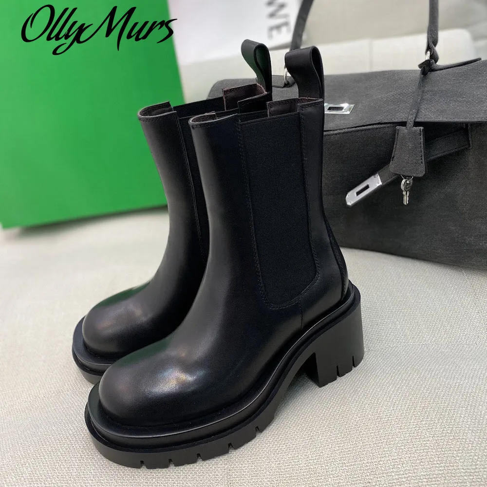 

Ollymurs Sell Women's Boots Genuine Leather Chelsea Boots New Fashion Ankle Boots High Quality Slip-on Women's Shoes For Winter
