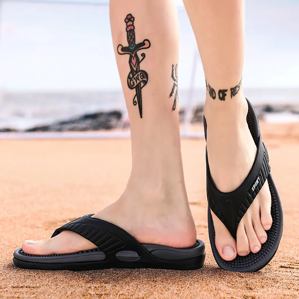 Men Summer Beach Flip Flops Sandals Outdoor Male Slipper Casual Flat Shoes High Quality Flat Anti-skidding Slide Casual Slippers
