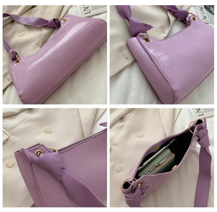 

Mini Small Square Shoulder bag female New PU Leather Women's Handbag Crocodile pattern Chain Messenger Baguette underarm Bags