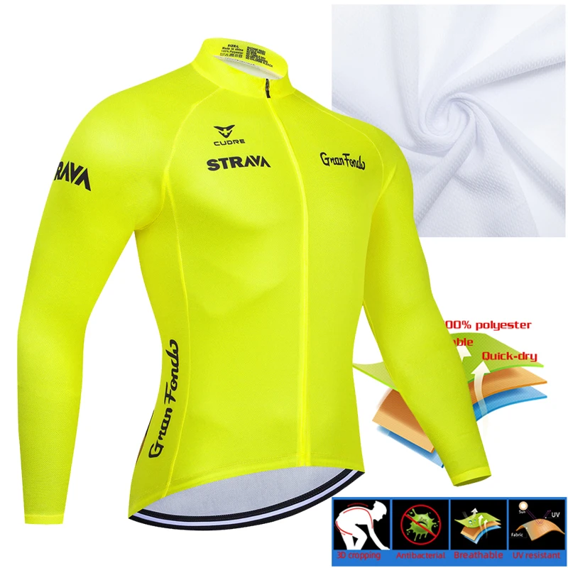 

Men's Cycling Jersey 2020 STRAVA Autumn Long Sleeve Ropa Ciclismo Bicycle Clothing Quick Dry Riding Clothes Sports bike clothing