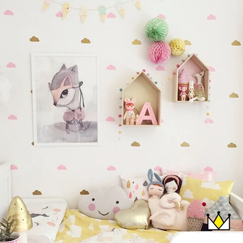 

2020 New Modern Style DIY Home Decoration PVC Baby Room Kids Decor Material The Nursery Little Cloud Pattern Plane Wall Stickers