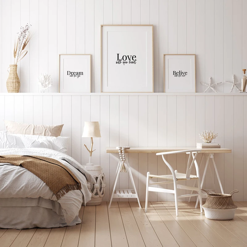 

Simple Motivational Poster Quote Dream With Open Eyes Love With Open Heart Believe With Open Mind Canvas Wall Art DecorPrinting