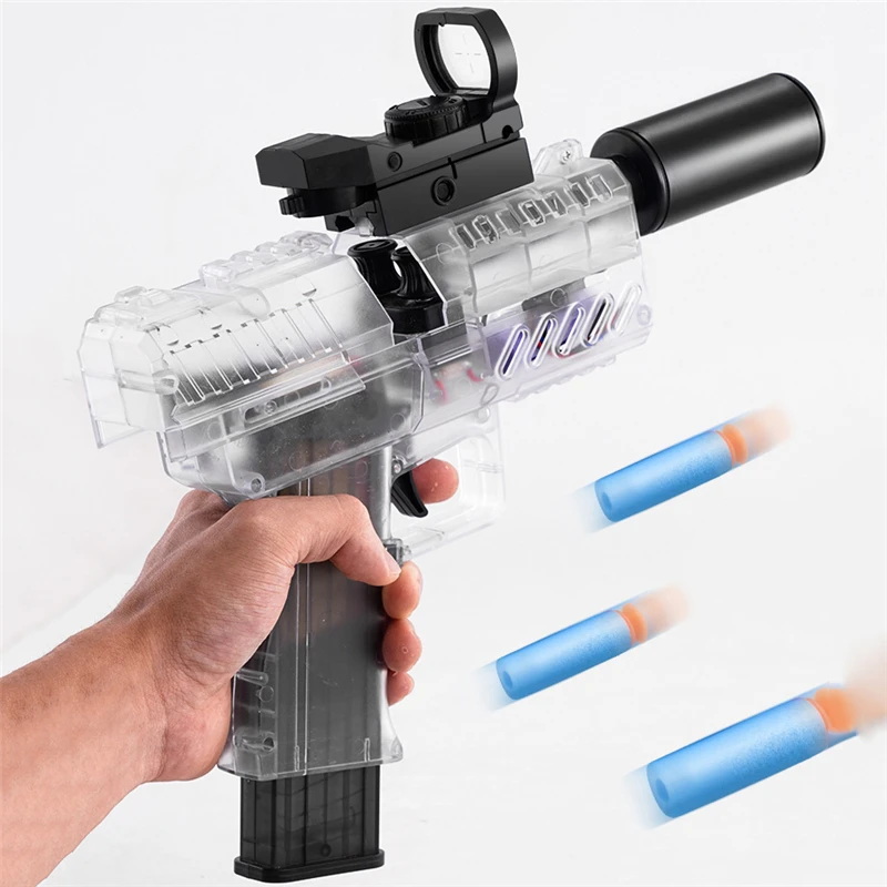 

Игрушечный электрический пистолет Uzi, мягкая пуля, Дротика, бластер для детей, игрушечный поезд, подарок для мальчиков, CS модель пистолета