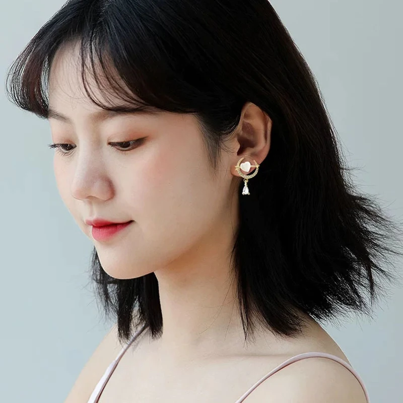 

One arrow pierced earrings set with cat's eye cupid's arrow love earrings love girl heart earrings