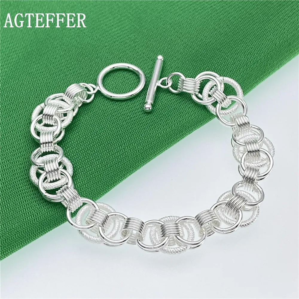 

AGTEFFER Beautiful Fashion Bracelet 925 Sterling Silver Charm Bracelet Gorgeous Jewelry Silver Chain Ladies Gift Party