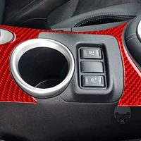 1pc red genuine carbon fiber car center water cup holder frame cover trim car styling for nissan z34 370z 2009 2021