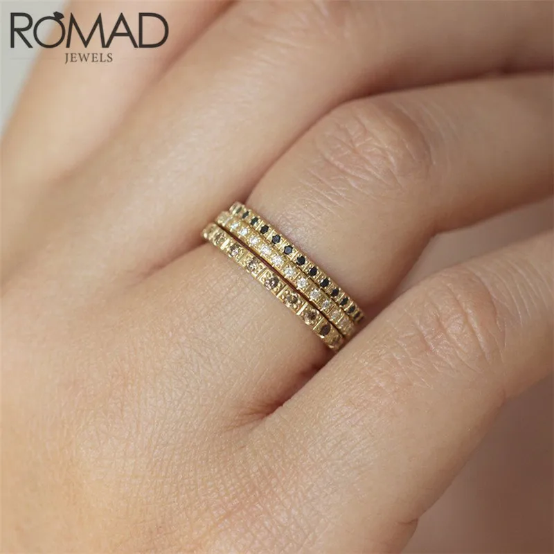 Женские обручальные кольца ROMAD 3 цвета круглые геометрические штабелируемые с