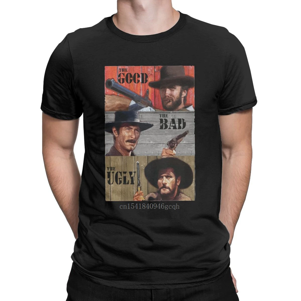 

The Good The Bad And The Ugly T Shirt for Men 100% Cotton Creative T-Shirts Clint Eastwood Tees Short Sleeve Clothing Original