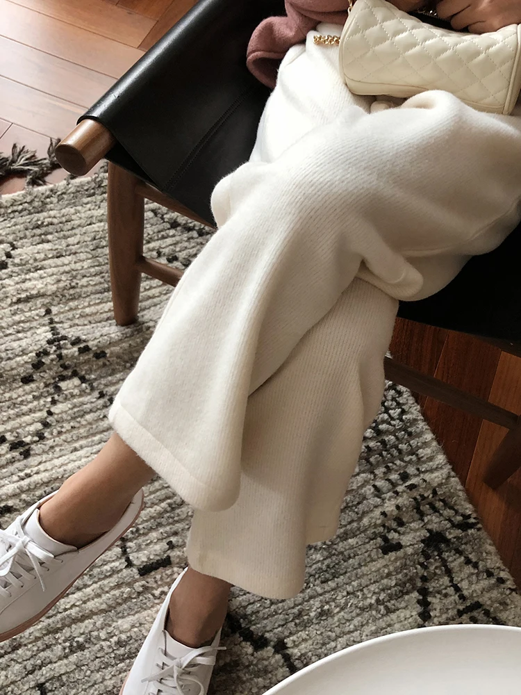 Женские широкие брюки с вертикальной текстурой Осенние повседневные Прямые