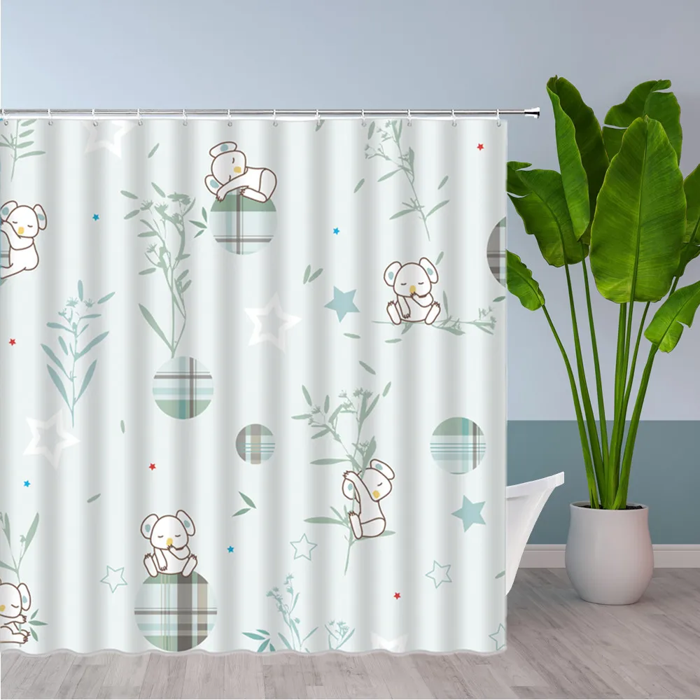 Забавная мультяшная Штора для душа с животными милая лягушка обезьяна корова