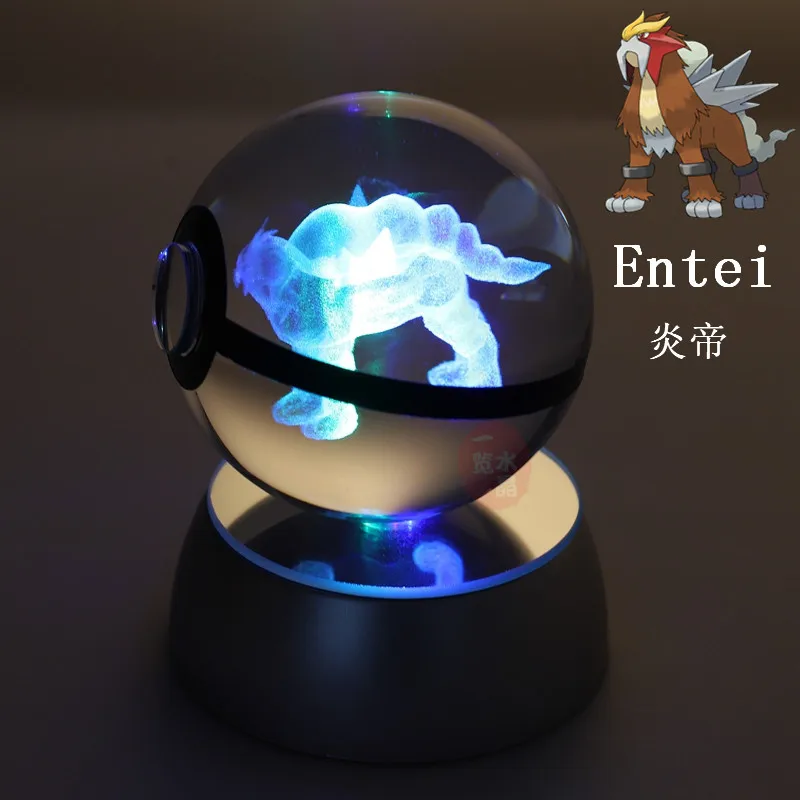 Аниме Покемон мяч Гравировка Кристалл Poke Entei фигурка модель игрушка с