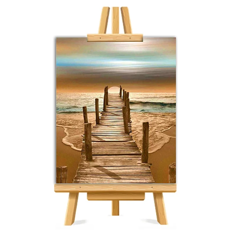 

Sunset bridge arte painting by numbers with frame crafts for adults decorative canvas acrylic paint pictures on the wall