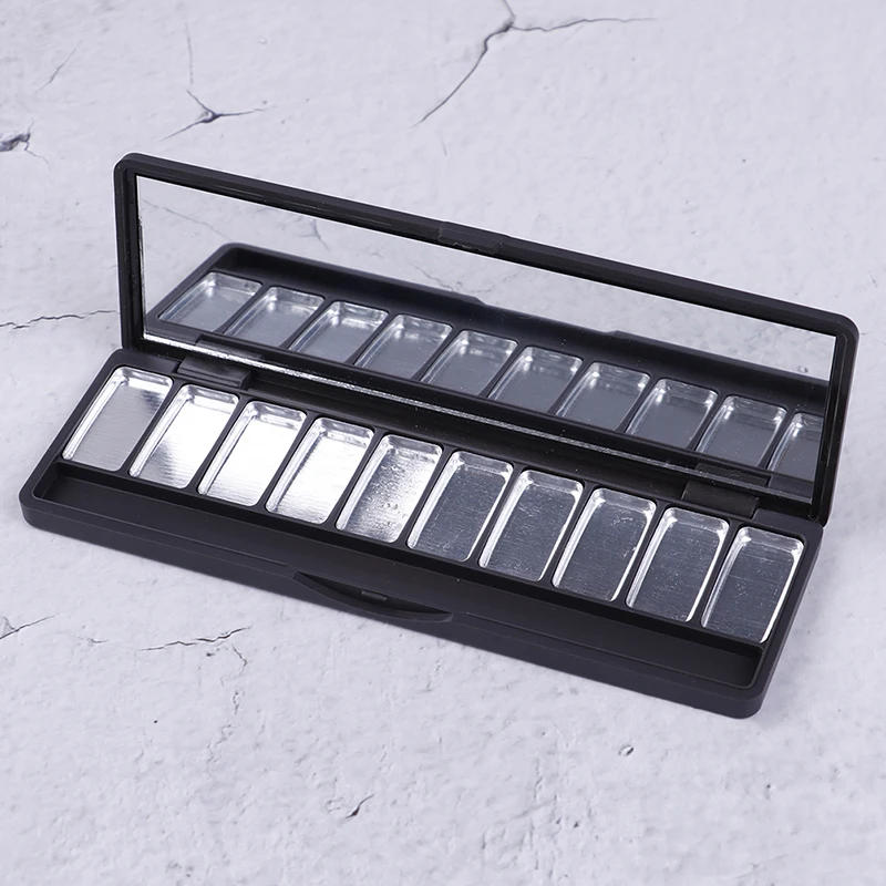 10 ячеек алюминиевая тарелка Пустая палитра тени для век румяна помада блеск губ