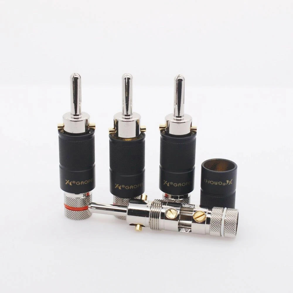 Gaofei RHO019B Rhodium Plated Speaker Cable Banana Terminal Plug Connector 4pc | Электроника