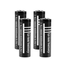 4pcslot high quality lithium li ion rechargeable battery 18650 batteries 3 7v 6000mah for flashlight torch free shipping