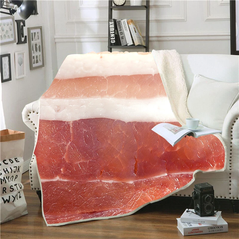 Мягкое плюшевое покрывало с принтом свинины шерпа флисовое для дивана плед