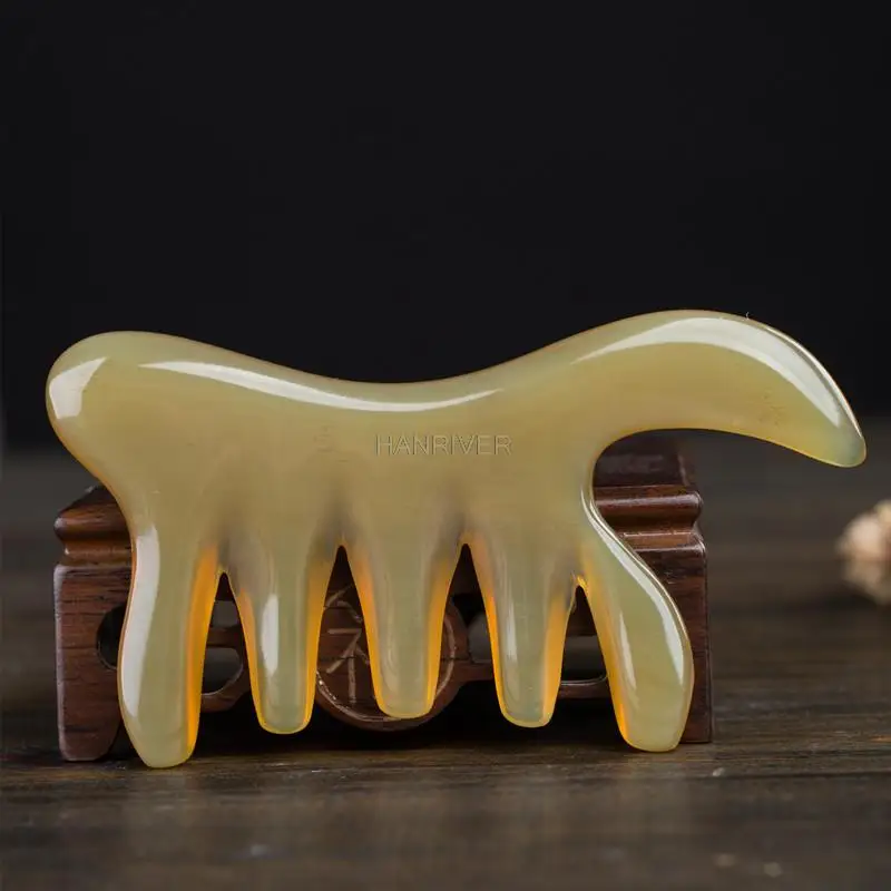 

Natural Yak Horn Wide Tooth Comb Head Meridian Scalp Massage Comb Facial Eye Skin Care Acupuncture Gua Sha Spa Beauty Tool