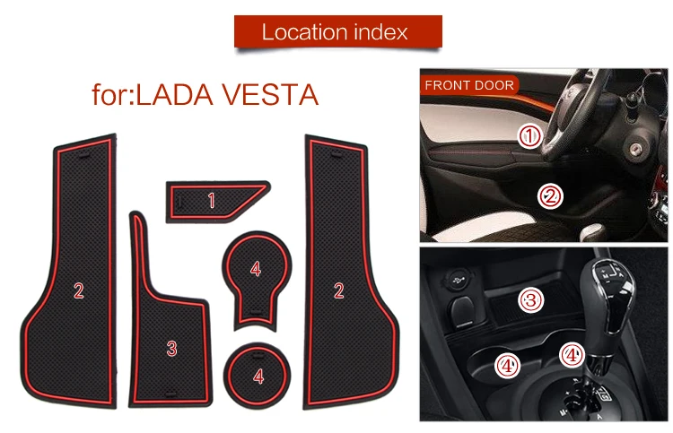 Нескользящий коврик для Lada Vesta 2020 SW CROSS CVT 6 шт./компл. аксессуары подстаканников