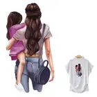Аппликация Девочка с мамой, цветок, сделай сам, полоса для одежды, теплопередача, A-уровень, моющийся патч для одежды, платьев, джинсов, стикер