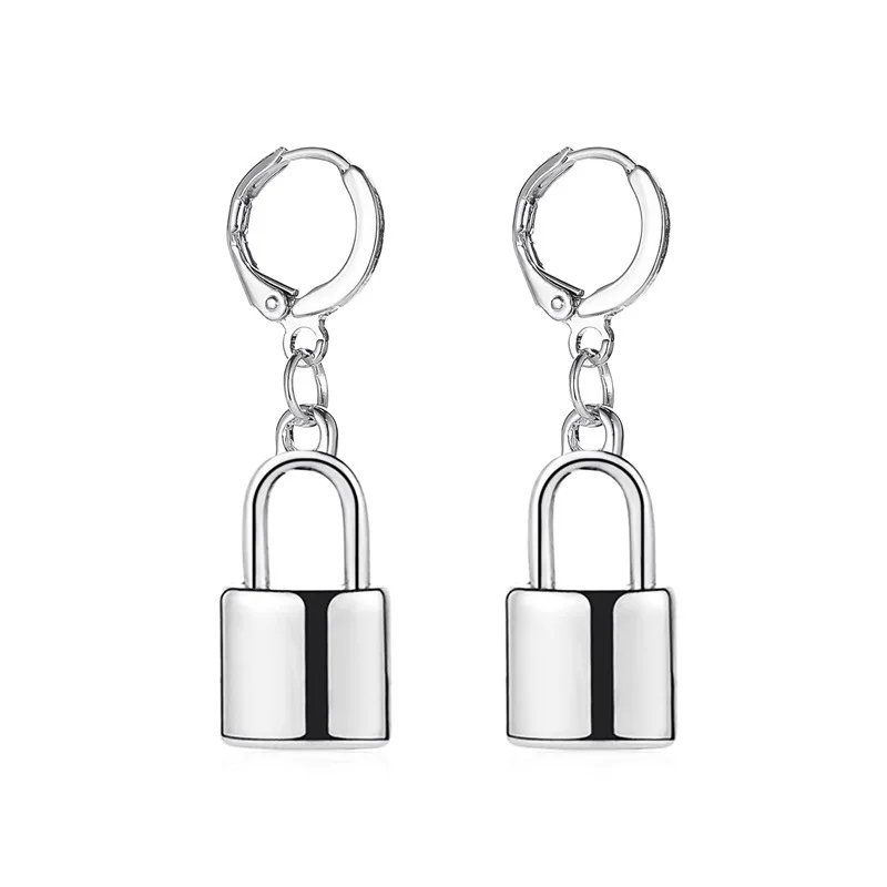 

Korean Lock Drop Dangle Earrings for Women Street Style Trendy Lady Fashion Ear Piercing Jewelry Pendientes Mujer Moda
