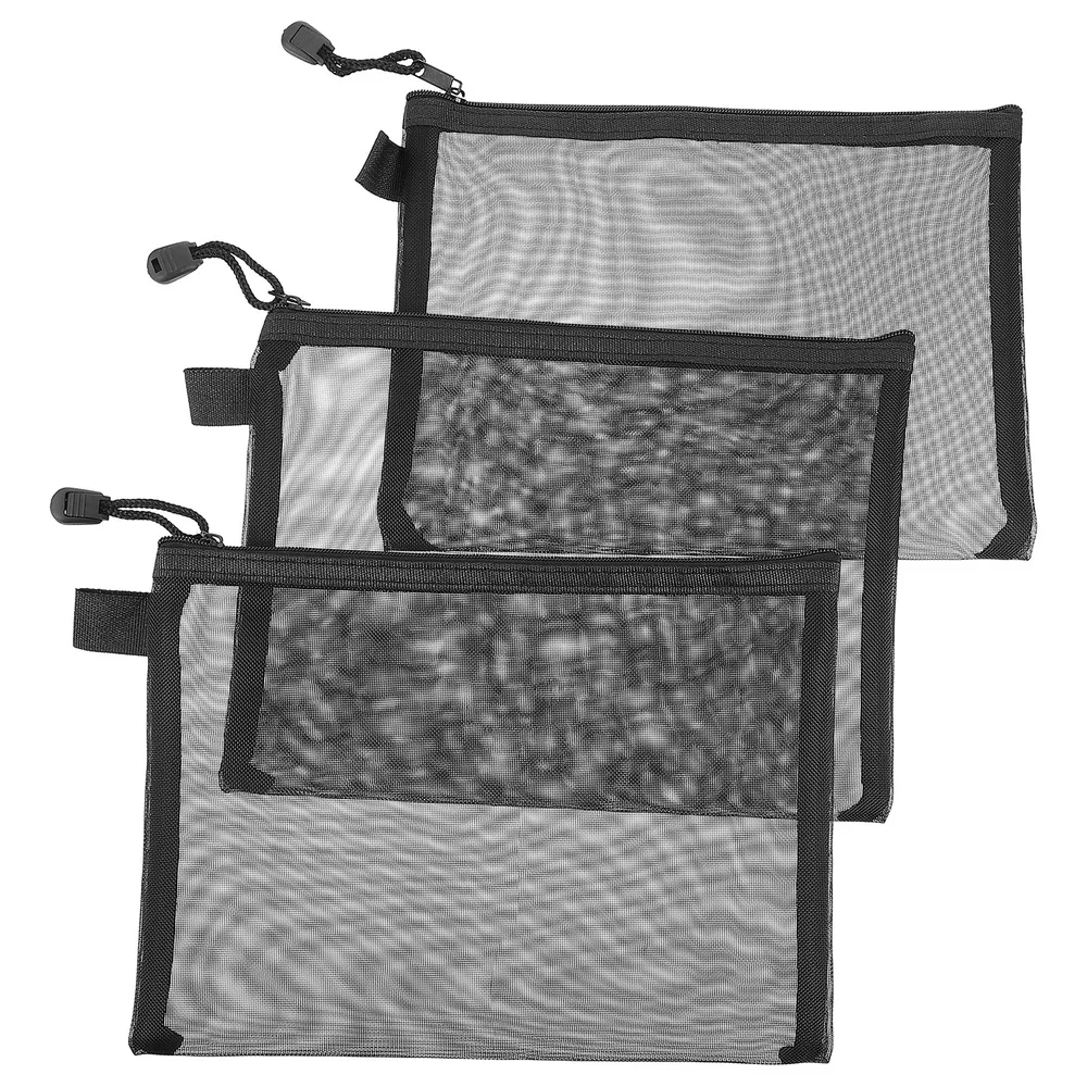 

15pcs Zipper File Bags A5 Mesh Bags Document Organizers for School Office