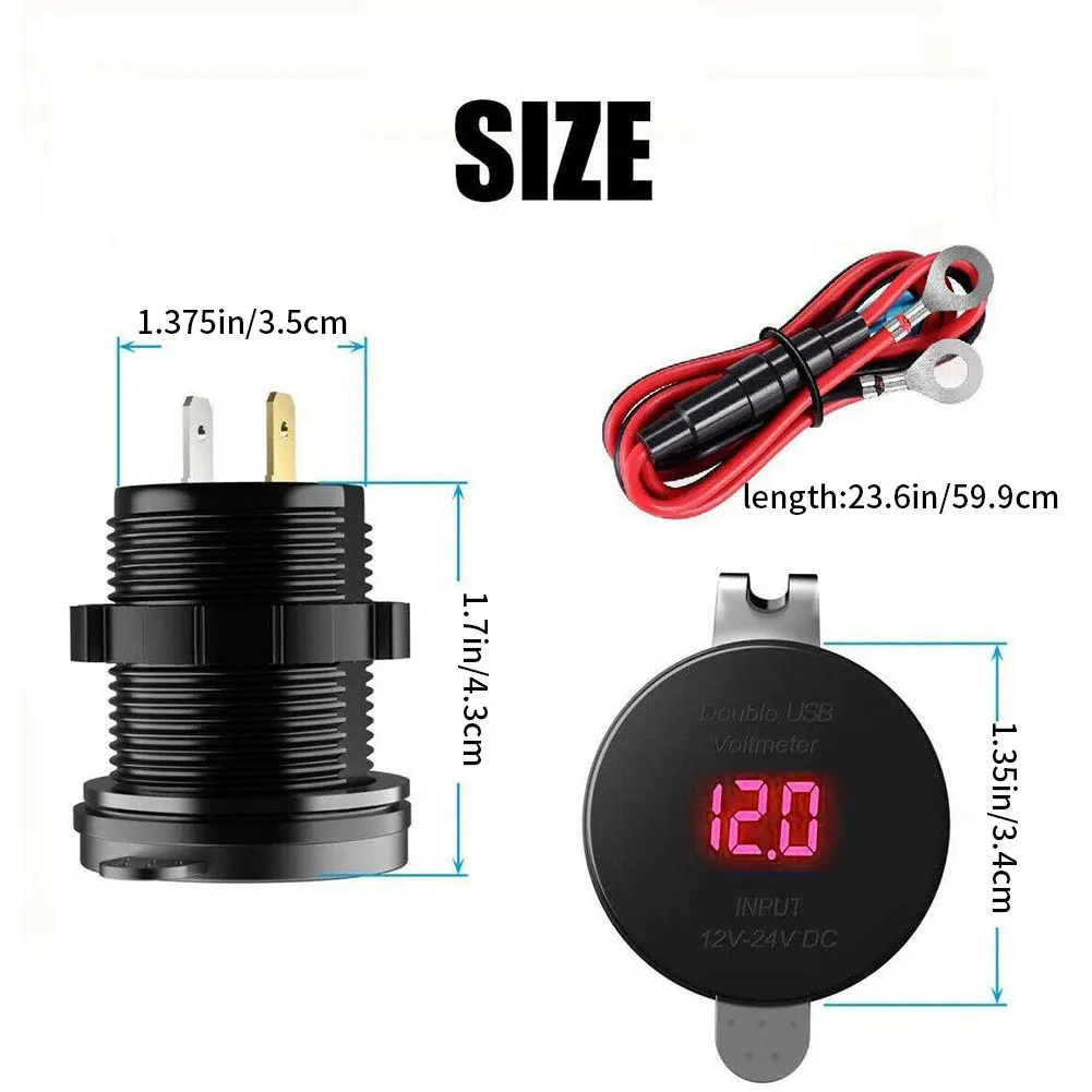 

Car USB Charger 12V LED Display Charger Cigarette Lighter Dual USB Fast Charger For Iphone Waterproof Car Socket Power Adapter