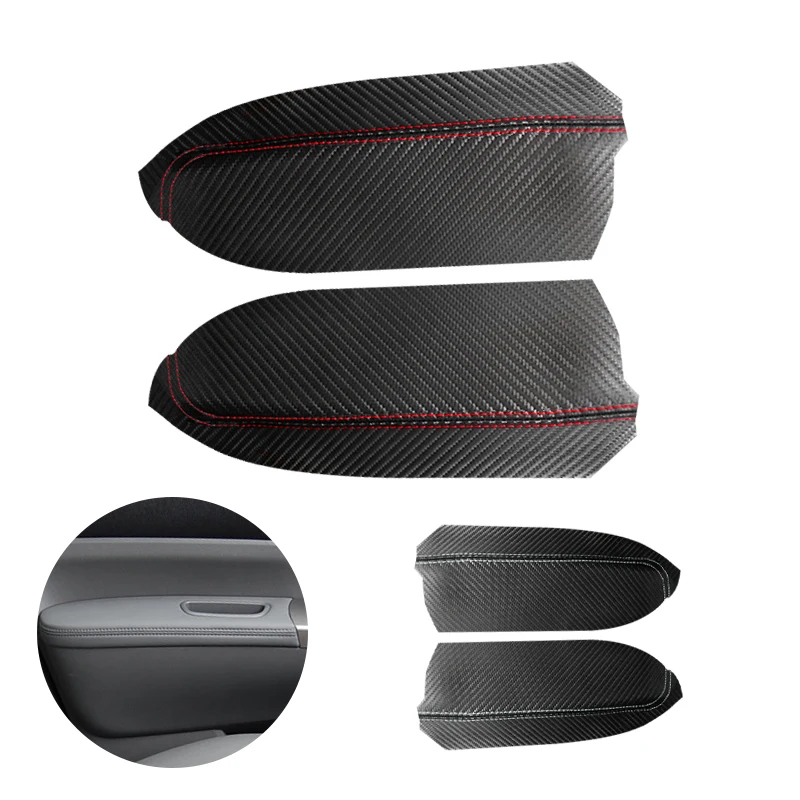 

For Toyota Prius 2004 2005 2006 2007 2008 2009 2pcs Car Accessories Front Door Armrest Panel Carbon Texture Leather Cover Decor