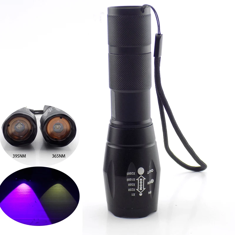 

High Power UV Led Flashlight 365nm 395nm Blacklight Zoom Ultraviolet Flash Lamp Torch Lighting for Pet Detector s1