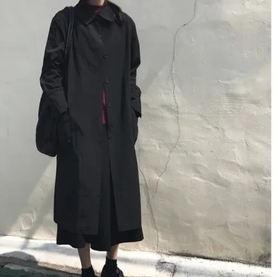 Новый маленький японский Отдел лацканы средней длины тонкий плащ