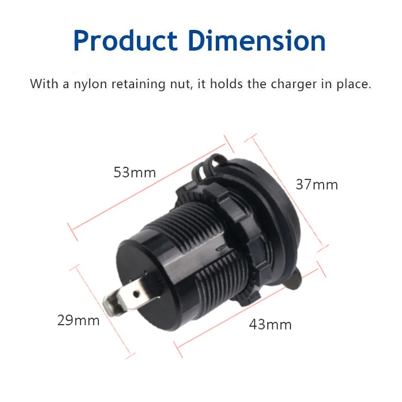 

4.2A Dual USB Fast Charger with Switch Socket Power Outlet Adapter Waterproof Dual USB Ports for Marine RV Boat Motorcycle Truck