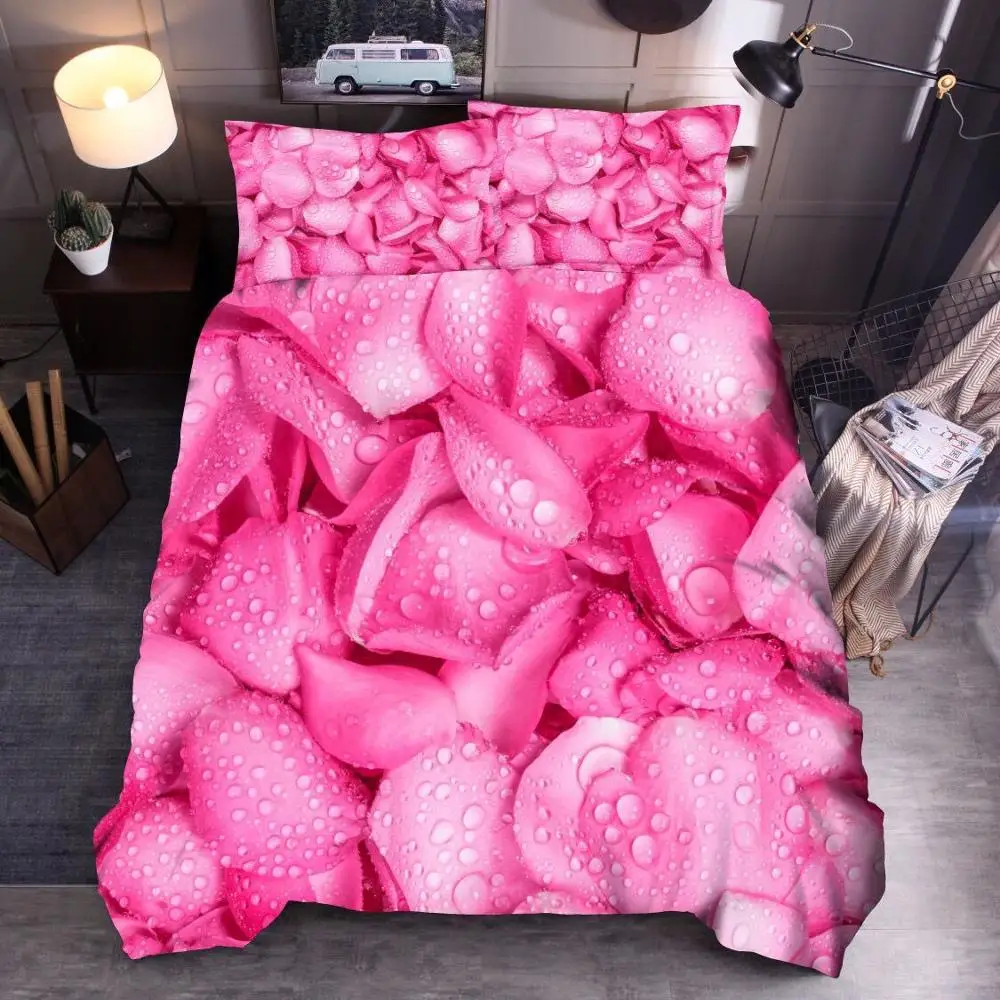 SOFTBATFY Flower Rose Bedding Set 3D Polyester Duvet Cover Single Double Twin Queen King Size Dropshipping | Дом и сад