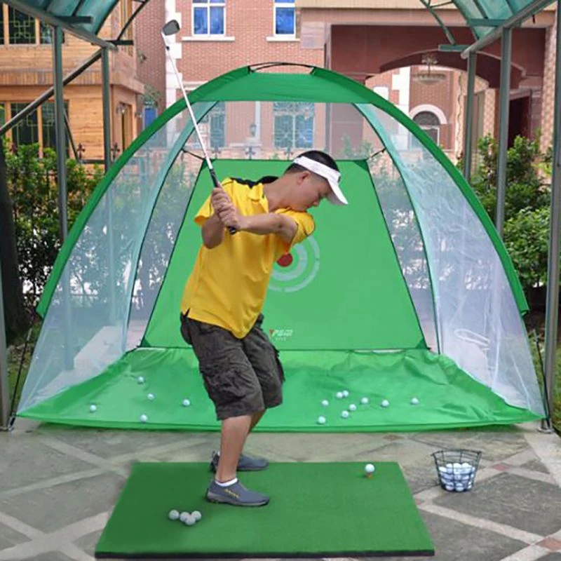 

Foldable Golf Hitting Cage Training Aids Indoor Outdoor Sports Golf Cage Swing Trainer Chipping Net Backyard Garden Grassland Go