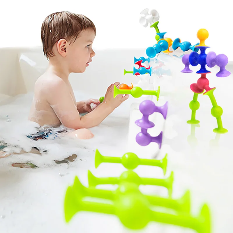 72 шт. Силиконовые Мягкие строительные блоки для детей DIY Pop Squigz присоска Сборная модель строительные игрушки творческие подарки для детей мальчиков
