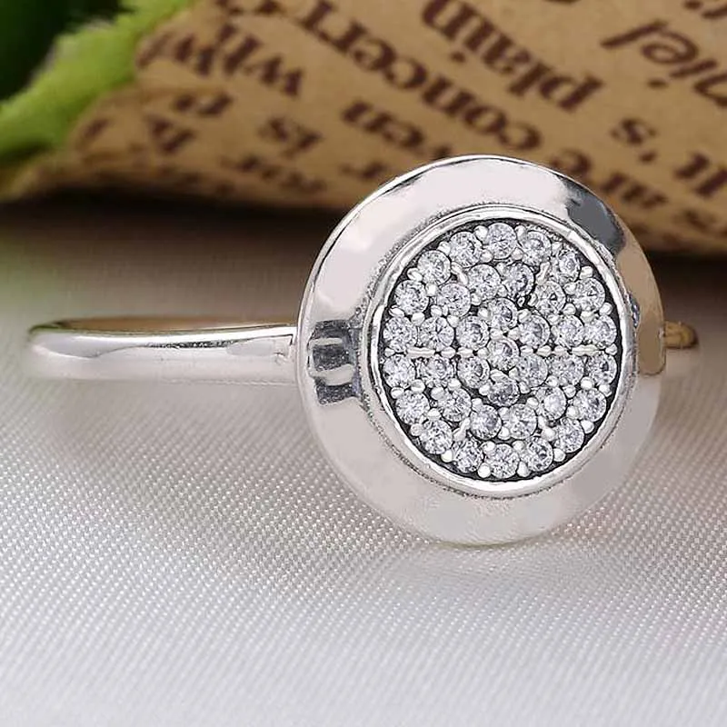 

Original Wholesale Pave Logo Signature With Crystal Rings For Women 925 Sterling Ring Wedding Party Gift Europe Jewelry