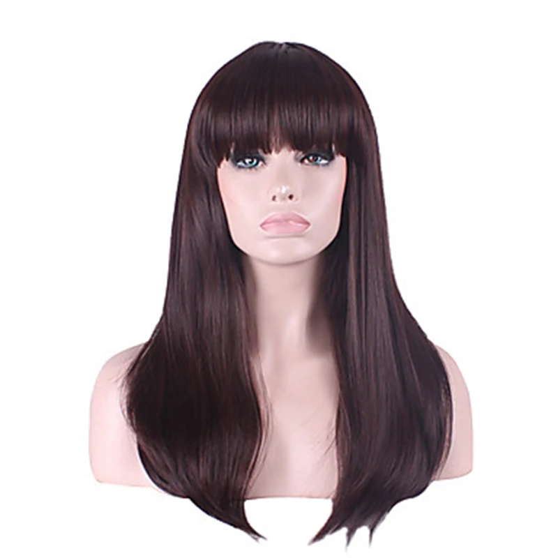 HAIRJOY Женские синтетические волосы парики длинные прямые блонд с полной челкой косплей парик 4 цвета