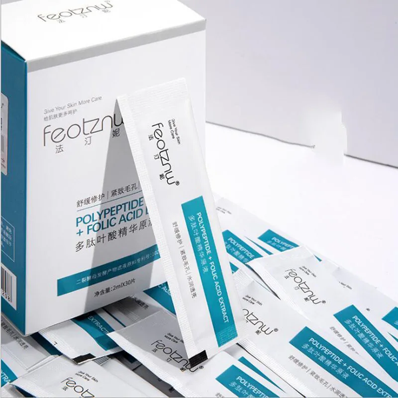 

30Pcs/Peptide Folic Acid Shrink Pore Essence Bifid Yeast Mild Moisturizing Hydrating Gentle Serum Facial Skin Care