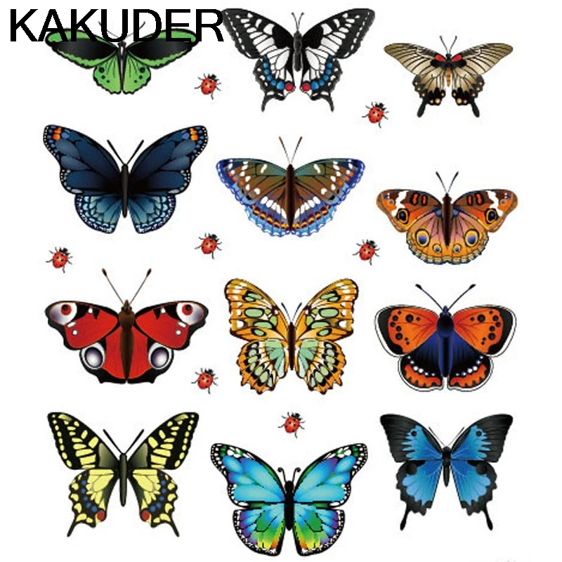 KAKUDER наклейка ландшафтное украшение наклейки в форме сердца 12 бабочек настенные