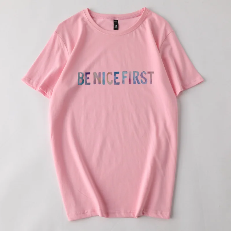 

Summer 100% Cotton Harajuku Short Sleeve Women's T-Shirt Fashion Brand O-Neck Multicolor Letters Print Kawaii Tshirts S-3XL