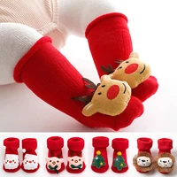 christmas baby socks winter thickened cartoon baby non slip floor shoes christmas socks 0 2 years child toddlers red floor socks