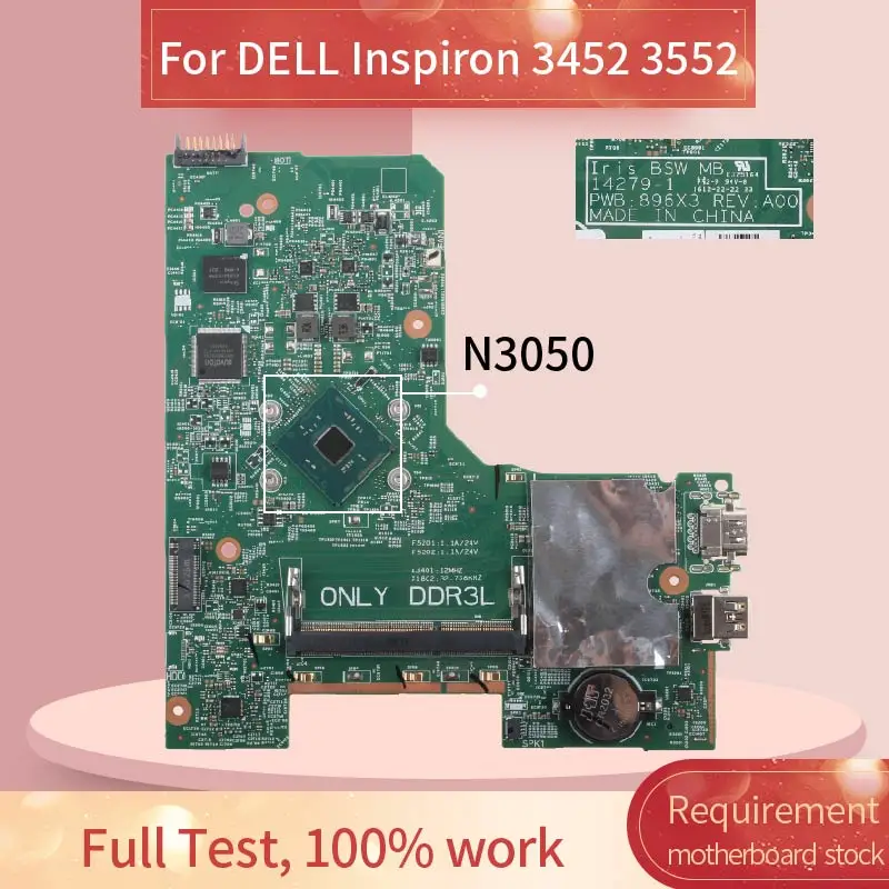 CN 00DTRW aptop материнская плата для DELL Inspiron 3452 3552 Celeron N3050 ноутбука 14279 1 SR29H