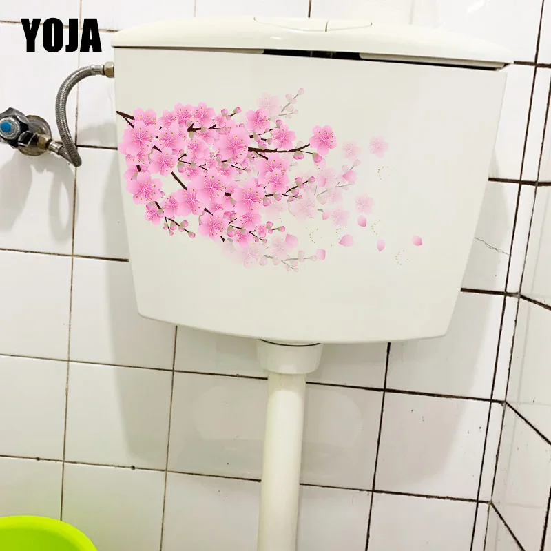 

YOJA 25,9 × 17,3 см розовая Сакура ветви дома настенные наклейки для туалета Classic (по обеим сторонам), украшение для комнаты, T1-3050