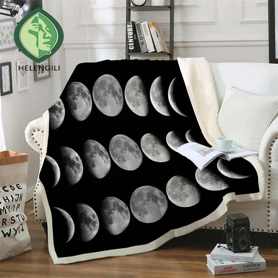 Одеяло HELENGILI из шерпы с изменением фазы Луны женское цветочное покрывало