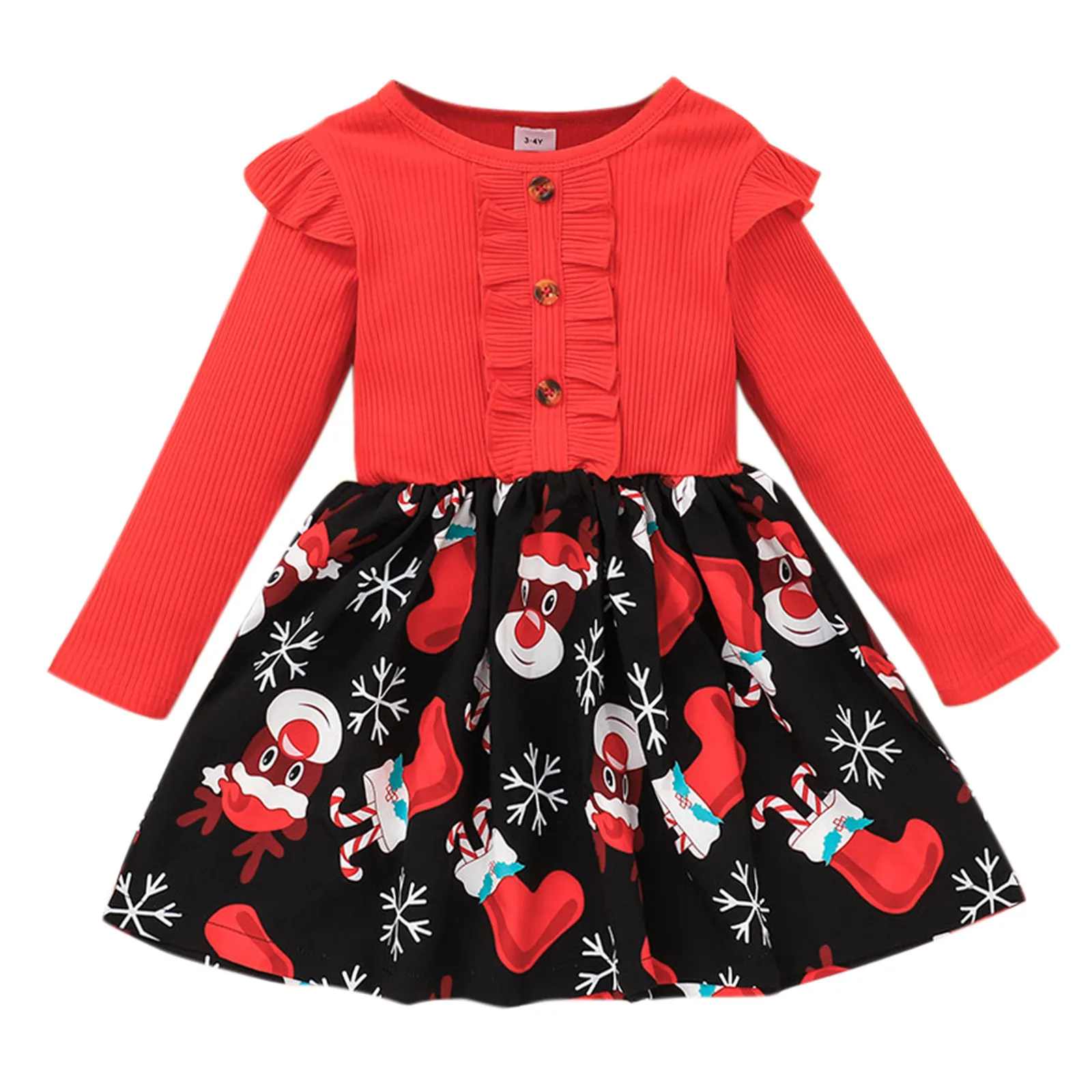 Одежда для маленьких девочек рождественское платье с принтом Санта Рождество