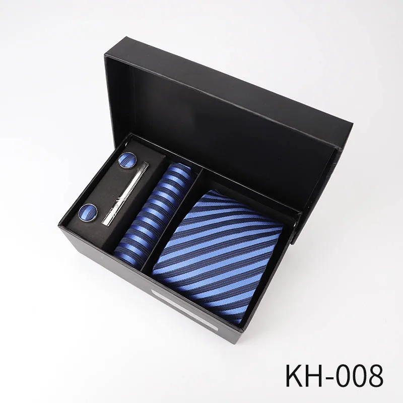 KH 008 6 шт. мужские деловые галстуки Подарочная коробка 8 см Повседневный галстук-бабочка классический Одноцветный жаккардовый полосатый Аксессуары для галстуков свадебный подарок - Цвет: KH 008