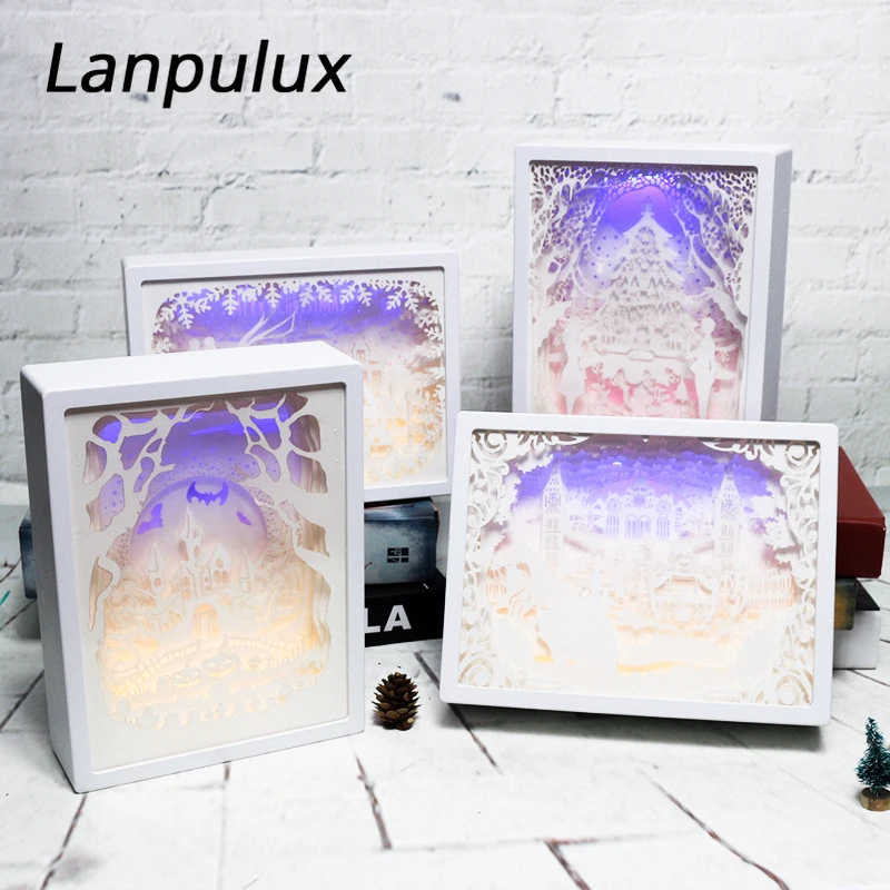 Lanpulux резьба по бумаге Ночной светильник ручной работы 3D Бумажная скульптурная