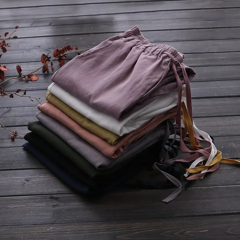 Neploe осенние женские брюки Pantalon Femme хлопковые льняные шаровары, брюки больших размеров на шнурке, женские свободные повседневные штаны 54594