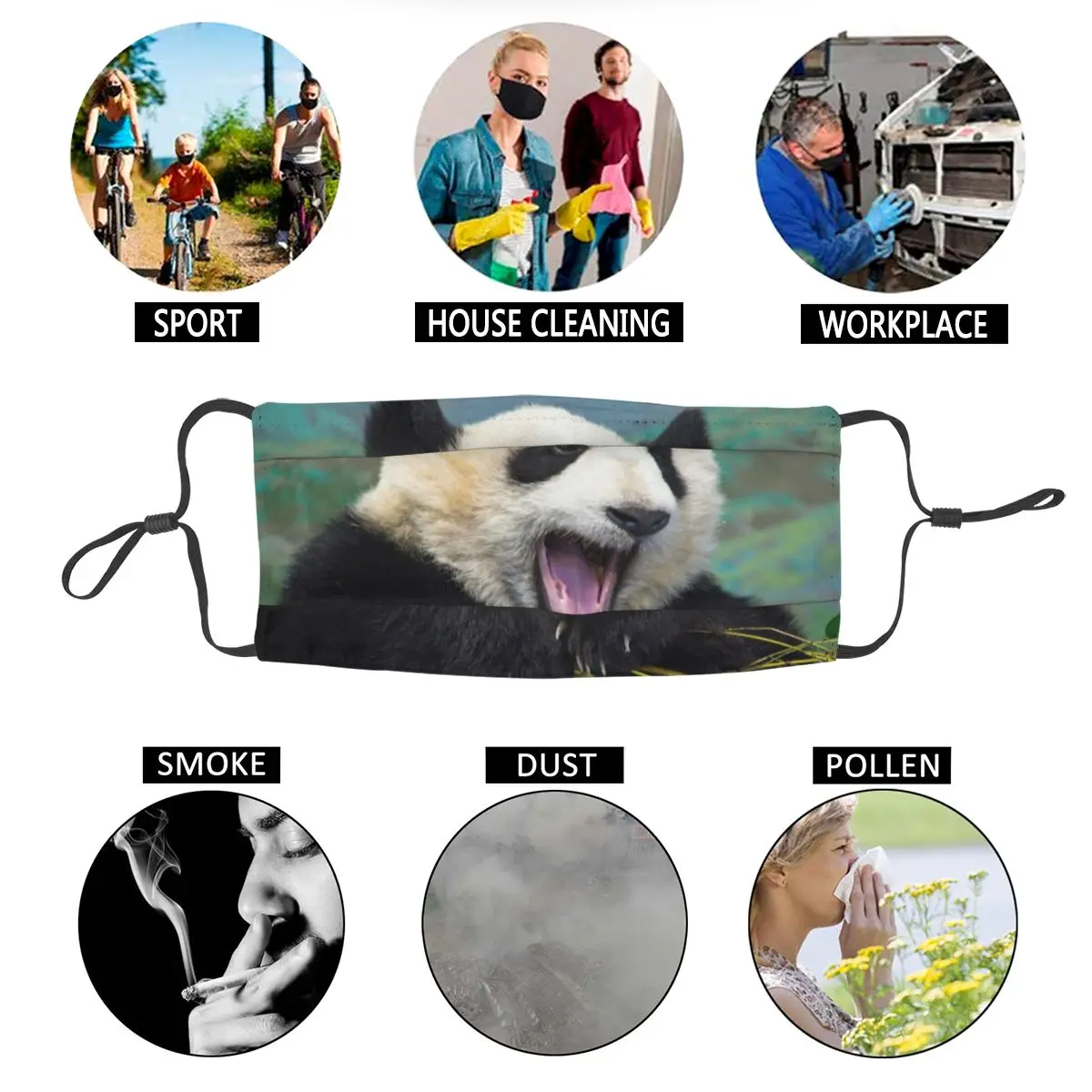 

Cute Giant Panda Non-Disposable Face Mask Adult Animal Lover Dustproof Protection Cover Respirator Mouth-Muffle
