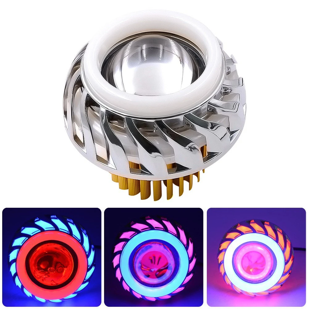 

Dual Halo 30W LED Angel Eyes Motorcycle Headlight Lens 12V-85V Moto Projector Lamp High Low Beam LED Fog Spot Light Motorbike