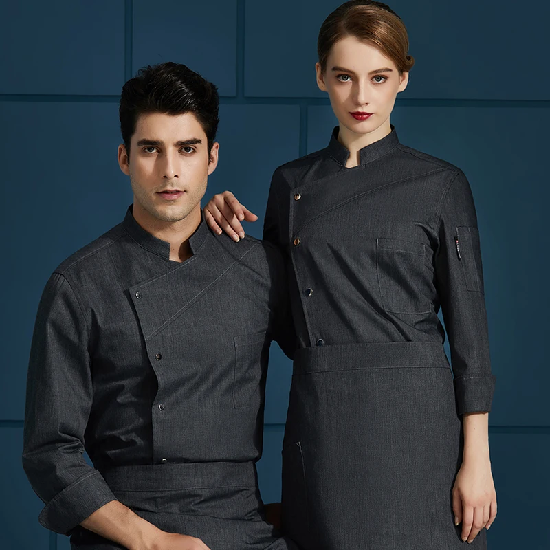 Men Women Stand Collar Chef Coat Bakery Food Service Kitchen Jackets Catering Restaurant Hotel Cooking Cook Wear Sushi Uniform |