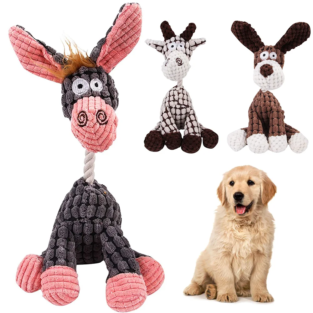 

Игрушка для домашних животных в форме осла Вельветовая жевательная игрушка для собак игрушка для животных Жевательная пищалка для собак шу...